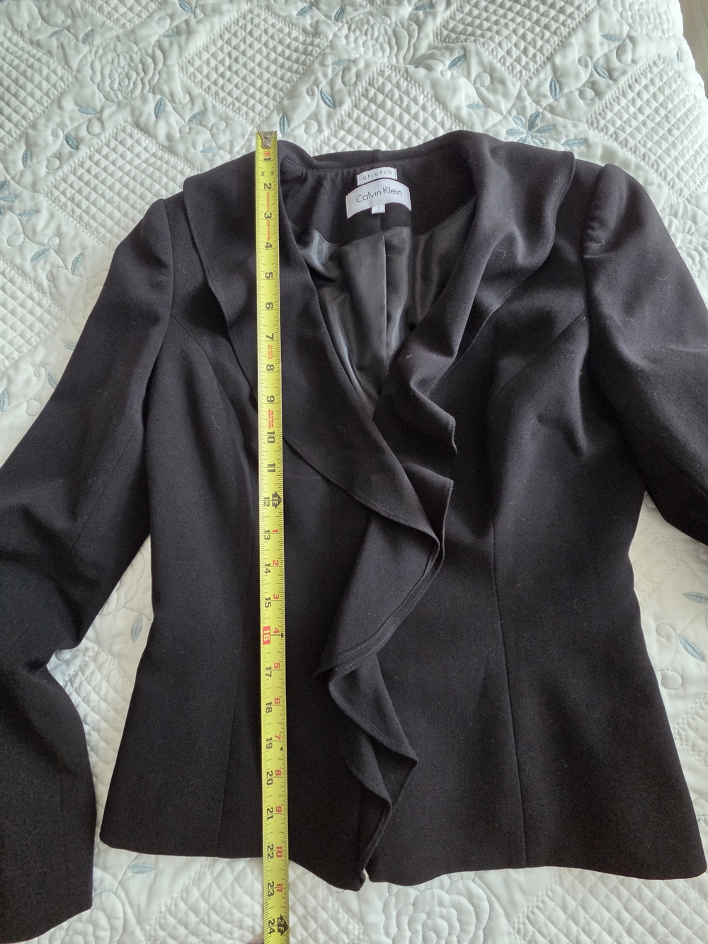 Calvin Klein Black Ruffle-Front Blazer - Picture 6 of 10